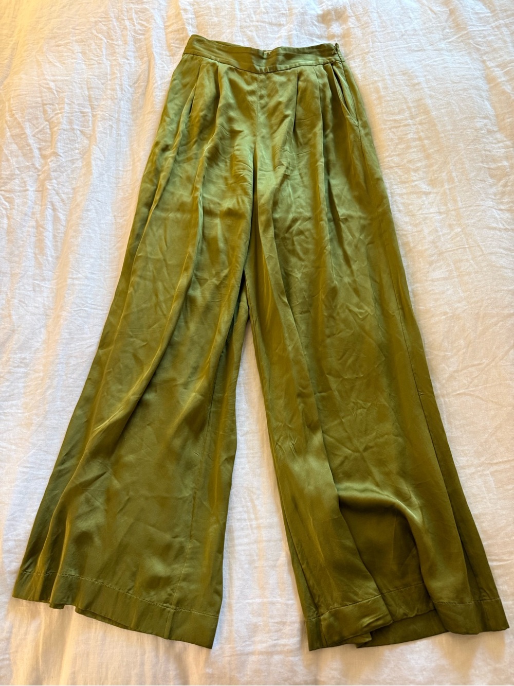 Sezane Olive Green Wide Leg Pants - Picture 2 of 4